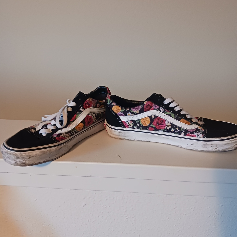 Vans Black Floral Sneakers